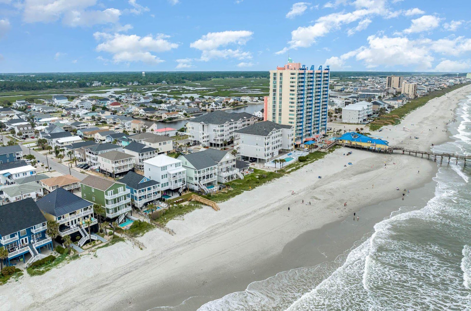 Aerial view of North Myrtle Beach vacation rentals and activities